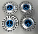 New Blue Peace Sign Center Cap Set Fits Vw Beetle Bug 1998-2005 Wheel Hub. Fixed Price $74.92.