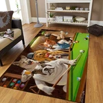 Dogs Playing Pool Rug, Bar Decor, Funny Animals Carpet, Home Gift. Fixed Price $79.71.