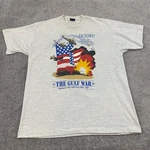 Vintage The Gulf War Shirt Mens L/xl Gray Graphic Tee Victory 1991 90'S Shield. Fixed Price $34.99.