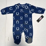 Nfl Team Apparel Boys Indianapolis Colts One Piece Blue 3-6M Zip Grip Foot. Fixed Price $15.00.