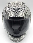 Icon Airmada Chantilly Motorcycle Helmet Skull Paisley Dot White Black Large. Fixed Price $180.00.