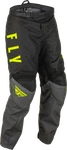 Fly Racing F-16 Black/grey/hi-vis Mx Off Road Pants Youth Sizes 18 22 & 26. Fixed Price $59.99.