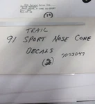 7073047 Polaris Nose Cone Decal 1991 Sport, 440 Gt. Fixed Price $18.66.
