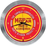 15" Mopar Parts And Accessories Vintage Neon Clock. Fixed Price $84.99.