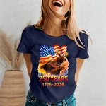 Usa 250TH Anniversary 1776-2026 American Flag Moose Patriotic Women Tshirt. Fixed Price $22.99.