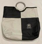 Acura Large Tote Bag, Tan & Brown With Metal Ring Handle, Soren. Fixed Price $7.49.