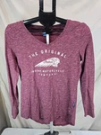 Indian Motorcycle Women's Long-sleeve Tee With V-neck, Heathered Burgundy. Fixed Price $10.80.