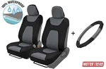 Black Motor Trend Waterproof Car Seat Covers + Leather Steering Wheel. Fixed Price $39.50.