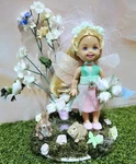 Custom Kelly Doll Mirrored Display W/ Bunnies & Flowers "springtime Fun". Fixed Price $38.29.