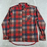 Troy Designs Snap Button Shirt Men's Medium Red Plaid Cycling Long Sleeve. Fixed Price $29.99.