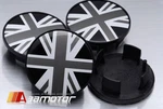 Union Jack Black & White Center Wheel Hup Caps Set 54MM Fits Bmw Mini Cooper. Fixed Price $32.99.
