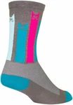 Sockguy Crew Felines Socks 6 Inch, Gray/pink/teal, Large/x-large. Fixed Price $15.40.