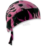 Pink Tribal Flames Over Black Doo Rag Headwrap Skull Cap Flydanna Zan Headgear. Fixed Price $7.49.