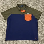 Polo Ralph Lauren Navy Colorblock Summit Classic Zip Pocket Shirt Men Xl. Fixed Price $24.99.