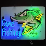 Gone Fishing Neon Sign - Fisherman Cabin Lake Bass Lodge. Fixed Price $499.97.