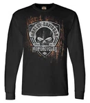 Harley-davidson Men's Corrosion Skull Long Sleeve Crew-neck Shirt Black. Fixed Price $39.95.