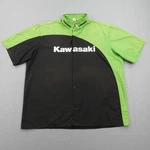 Vintage Grand Prix Kawasaki Shirt Mens Xl Green Black Pit Crew Racing Button Up. Fixed Price $59.97.