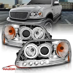 1997-2003 Ford F150/97-2002 Expedition Led Halo Projector Chrome Headlights. Fixed Price $141.10.