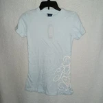 Pure Polaris Women's Graphic Sz Crew Neck Scroll Tee Shirt Slim Fit Blue (cr). Fixed Price $8.99.